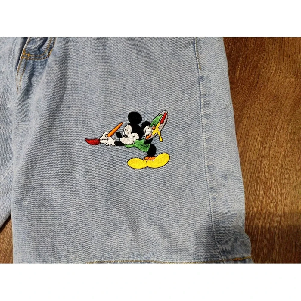 Vintage Mickey Unlimited Denim Shorts Adult Medium Disney Jerry Leigh Embroider‎
